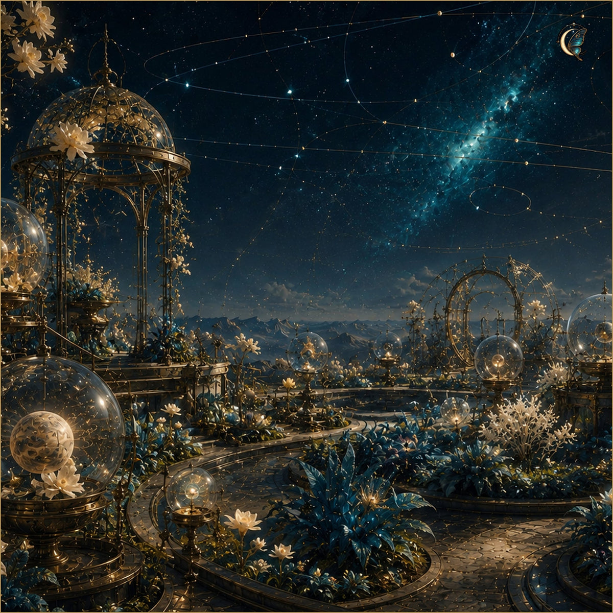 Atlas of Impossible Skies — The Garden of Unfinished Orbits — Nivellume Studio