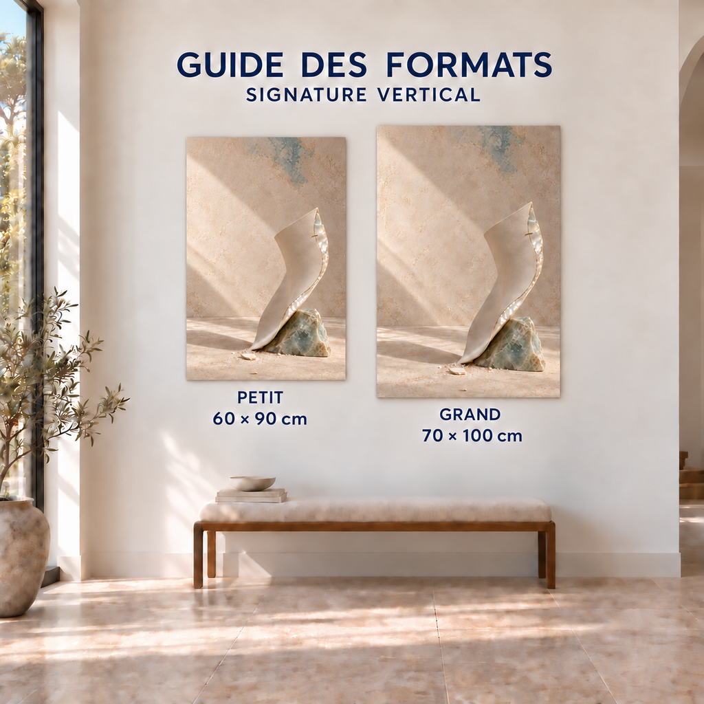 Guide des formats Signature vertical — Petit 60 × 90 cm et Grand 70 × 100 cm