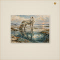 The Wolf Beneath the Still Water — mockup grand format 70 × 50 cm