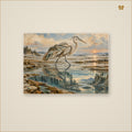 The Heron at the Copper Tidelands — mockup grand format 70 × 50 cm