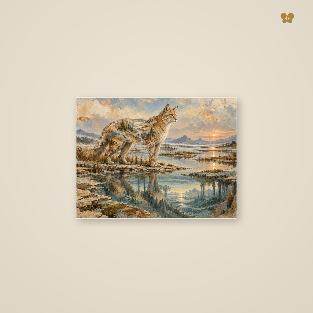 The Golden Cat at the Last Lagoon — mockup petit format 40 × 30 cm