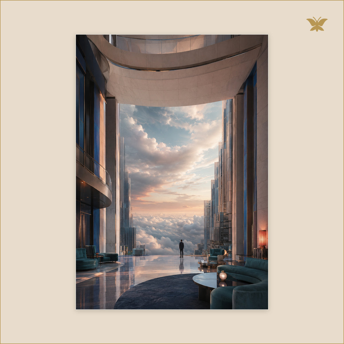 The Hotel Lobby That Faces the Sky — grand format 70 × 100 cm