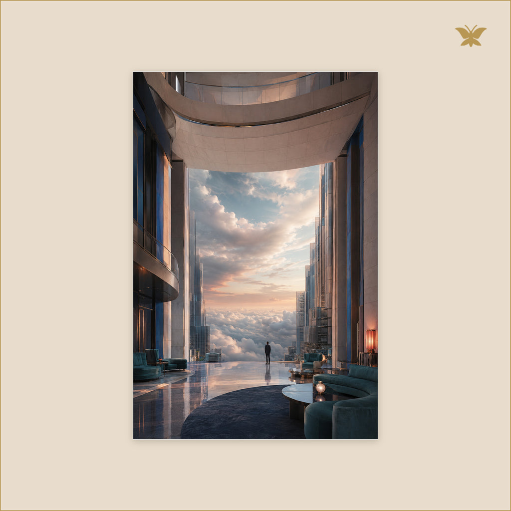 The Hotel Lobby That Faces the Sky — petit format 60 × 90 cm