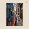 The Staircase Above the Evening Traffic — grand format 70 × 100 cm