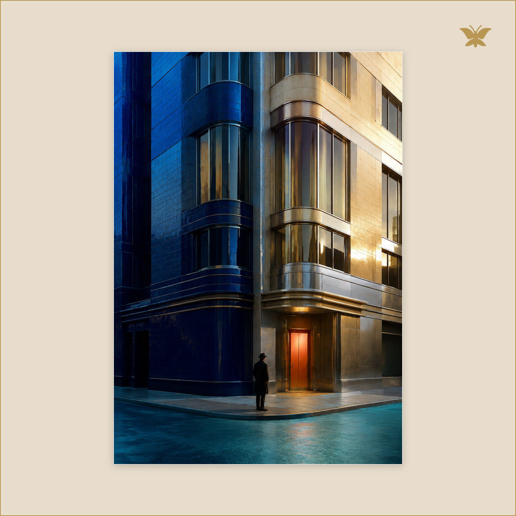The Blue-Gold Corner Before Dawn — grand format 70 × 100 cm