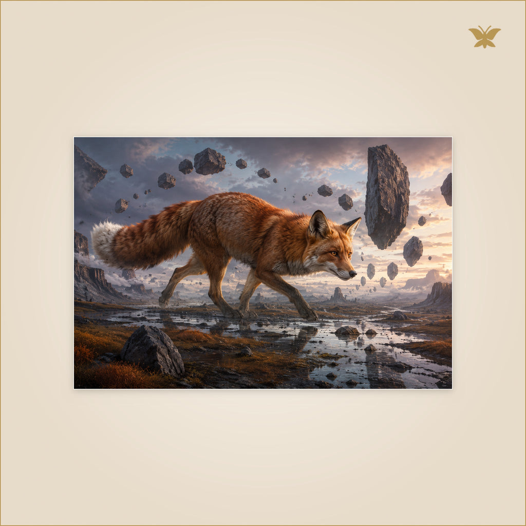 The Fox of Floating Stones — petit format 90 × 60 cm