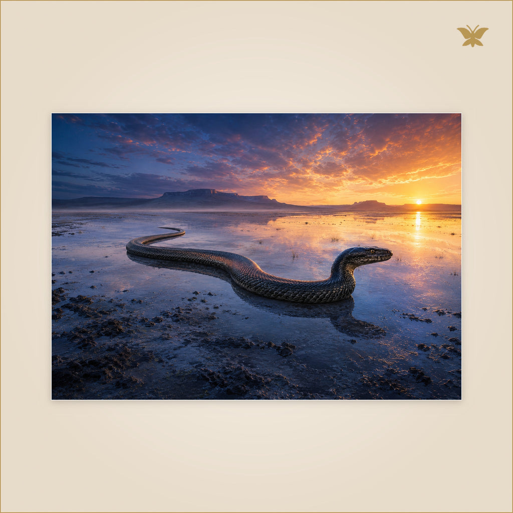 The Serpent That Carried Dawn — grand format 100 × 70 cm