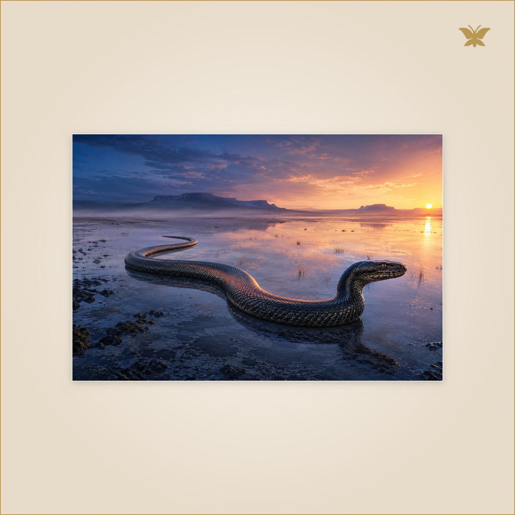 The Serpent That Carried Dawn — petit format 90 × 60 cm