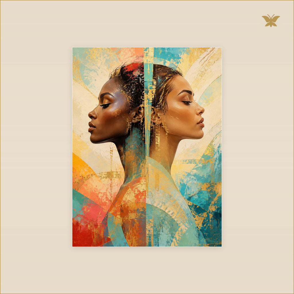 The Twin Masks of Summer — tableau aluminium, mockup petit format