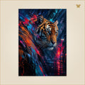The Tiger That Split the Neon Rain — tableau aluminium, mockup grand format