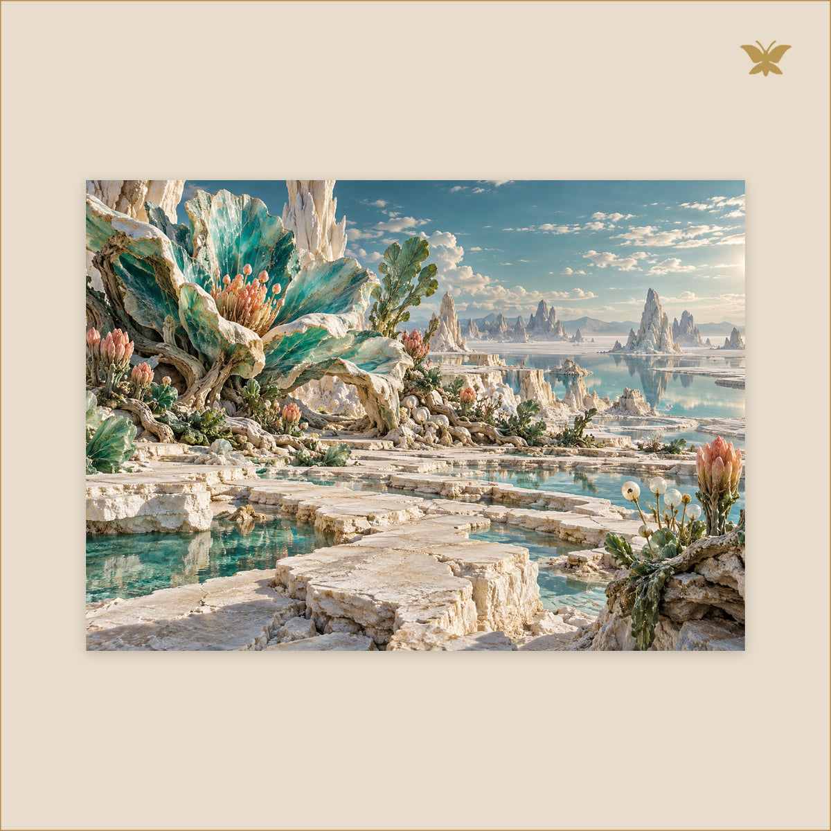 The Calcite Garden at First Tide — grand format 70 × 50 cm