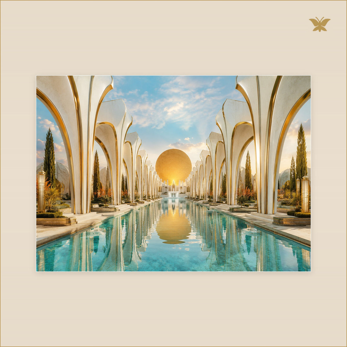The Avenue of Golden Arches — tableau aluminium, mockup grand format