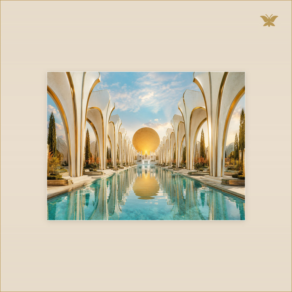 The Avenue of Golden Arches — tableau aluminium, mockup petit format