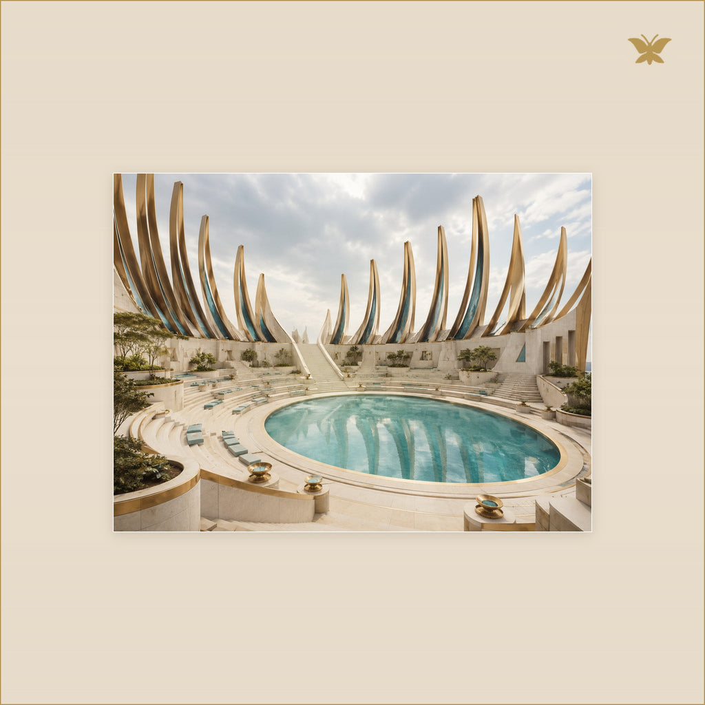 The Brass Amphitheatre — tableau aluminium, mockup petit format