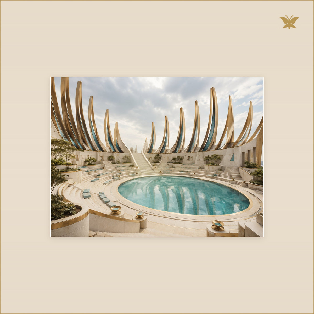 The Brass Amphitheatre — tableau aluminium, mockup petit format