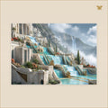 The Marble Cascade — tableau aluminium, mockup grand format