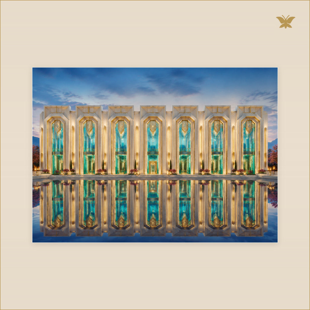 Palace of Lucent Reflections — tableau aluminium, mockup grand format