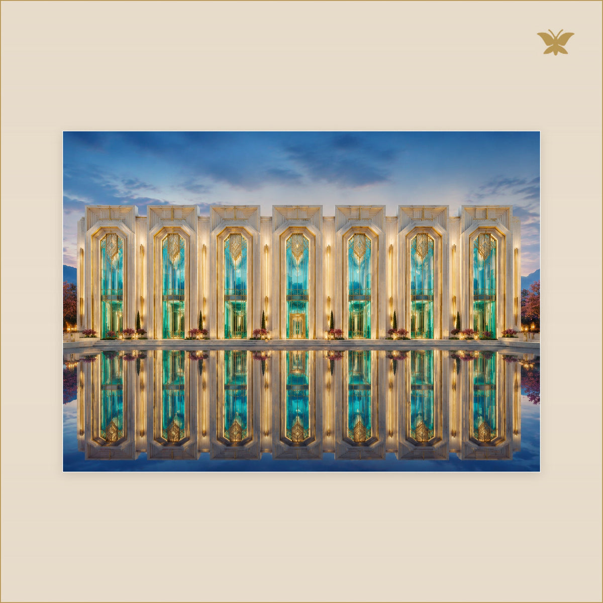 Palace of Lucent Reflections — tableau aluminium, mockup grand format