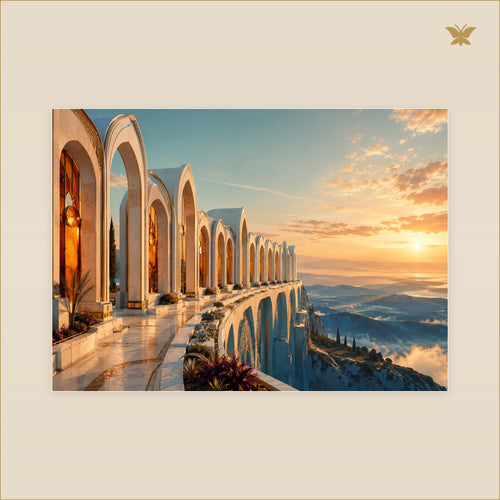 Horizon of the Amber Arcade — tableau aluminium, mockup grand format