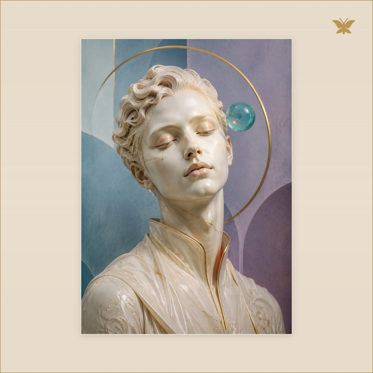 The Porcelain Dreamer — tableau aluminium, mockup grand format