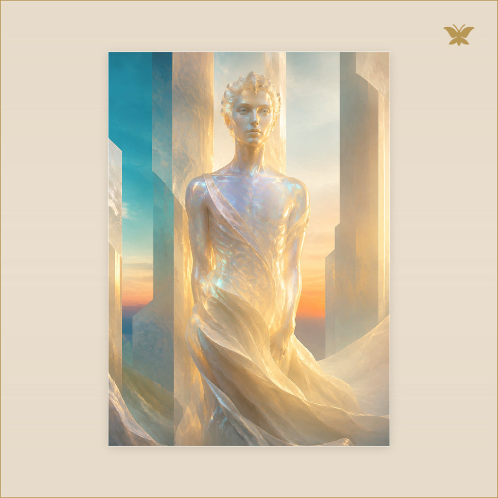 The Stranger Made of Dawn — tableau aluminium, mockup grand format
