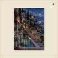 The Lantern Bearer Through the Blue Garden — tableau aluminium vertical Grand 50 × 70 cm