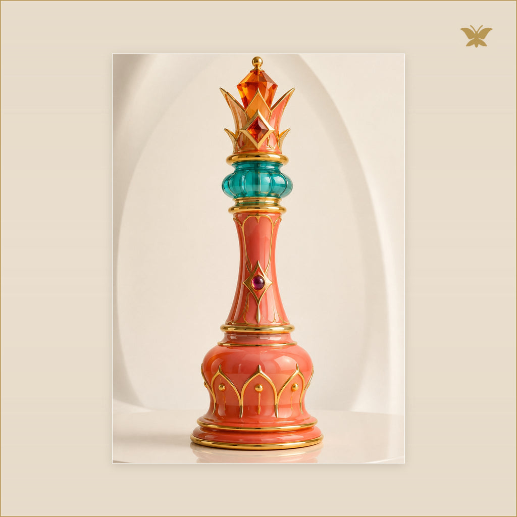 The Coral Chess Regent — tableau aluminium, mockup grand format