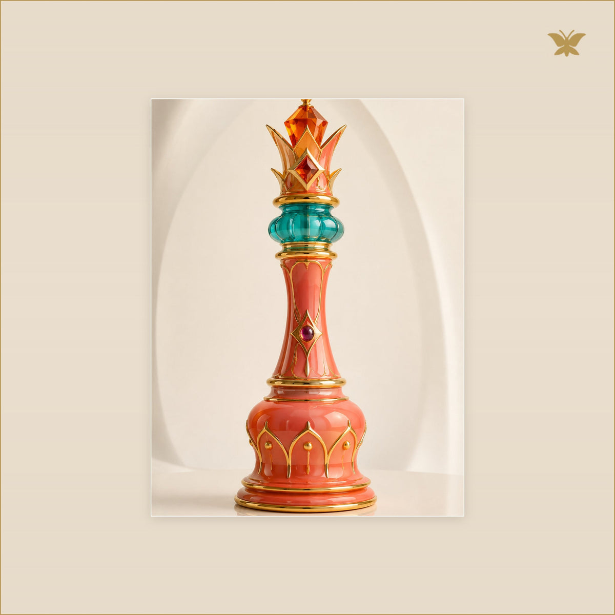 The Coral Chess Regent — tableau aluminium, mockup petit format