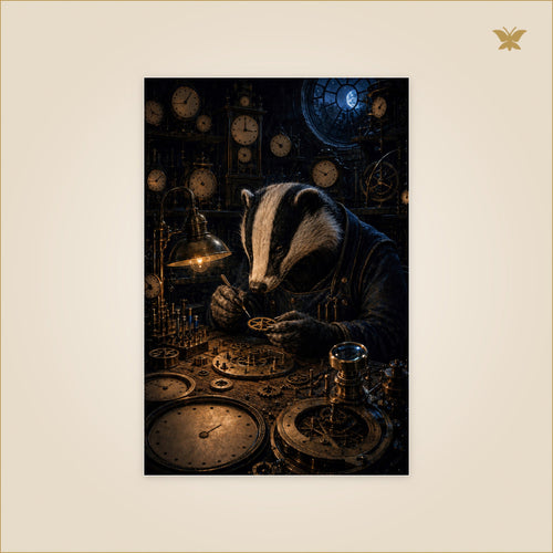 The Badger Clockmaker — petit format 60 × 90 cm
