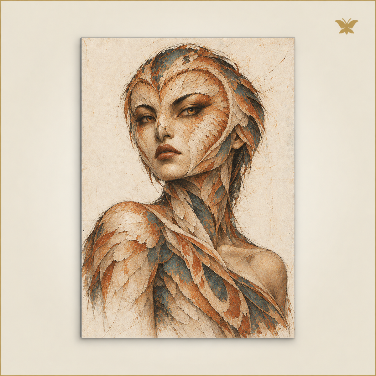 The Watcher with Barn Owl Bones — mockup Grand 50 × 70 cm