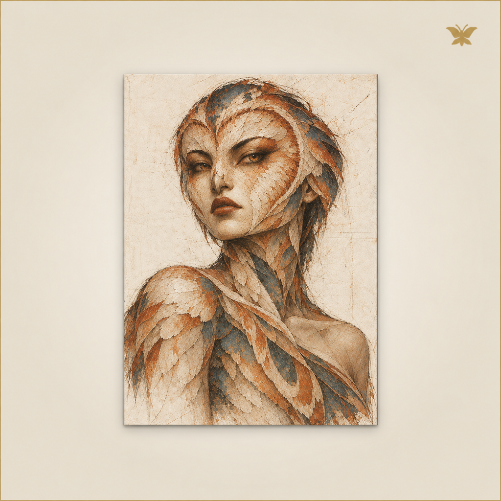 The Watcher with Barn Owl Bones — mockup Petit 30 × 40 cm