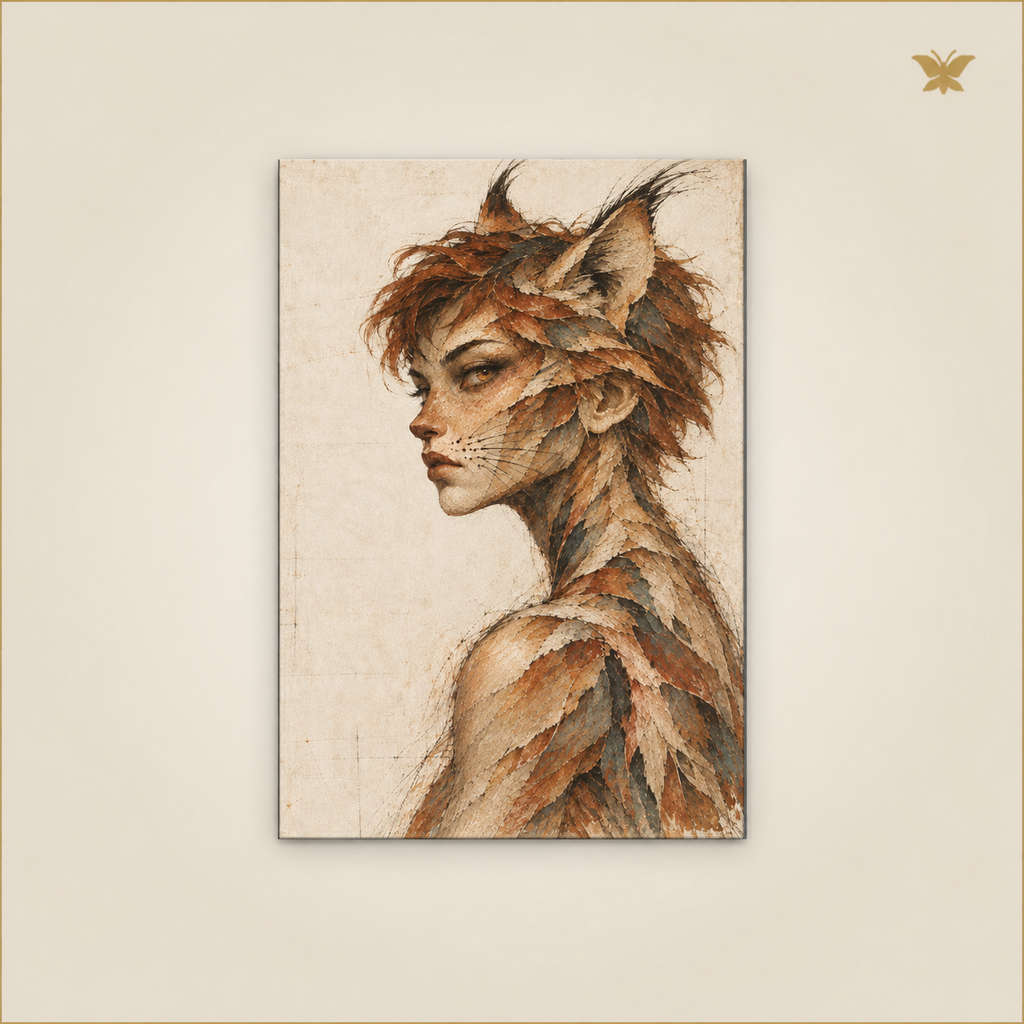 The Girl in the Lynx’s Silence — mockup Petit 30 × 40 cm
