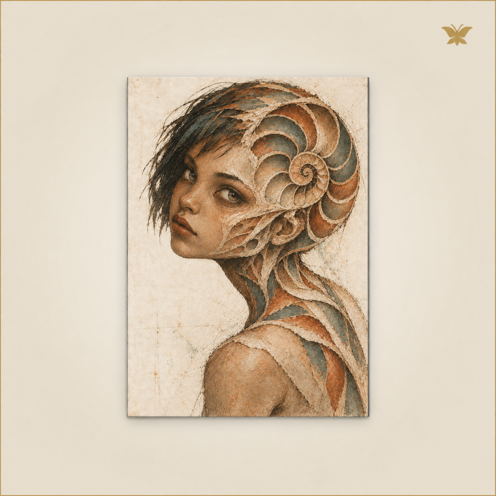 The Child of the Pearlescent Chamber — mockup Petit 30 × 40 cm