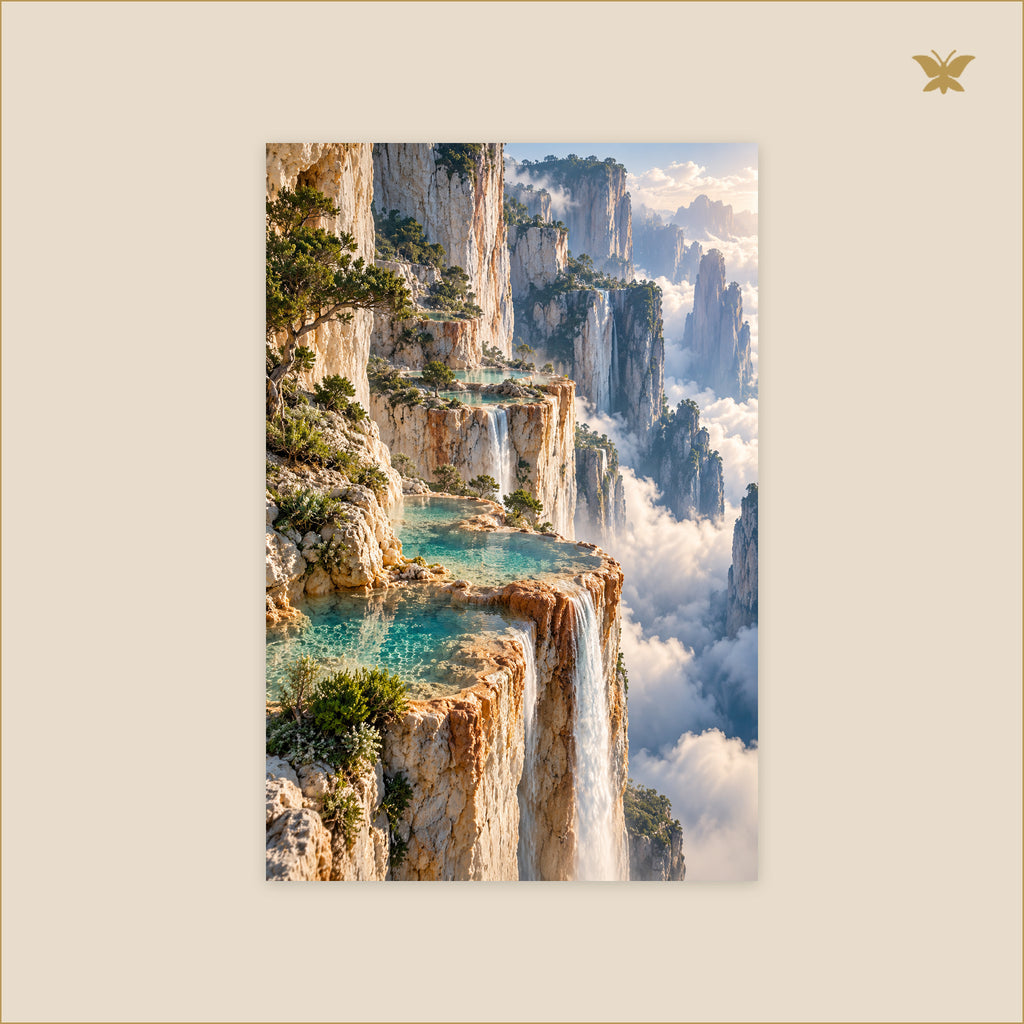 The Hanging Terraces of Coral Stone — petit format 60 × 90 cm