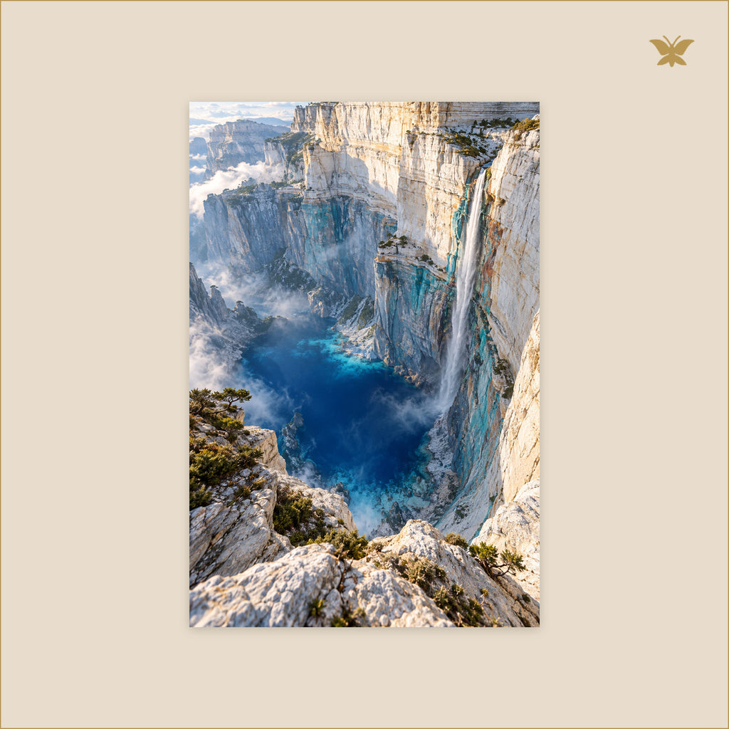 The Cobalt Basin Below the White Cliffs — petit format 60 × 90 cm