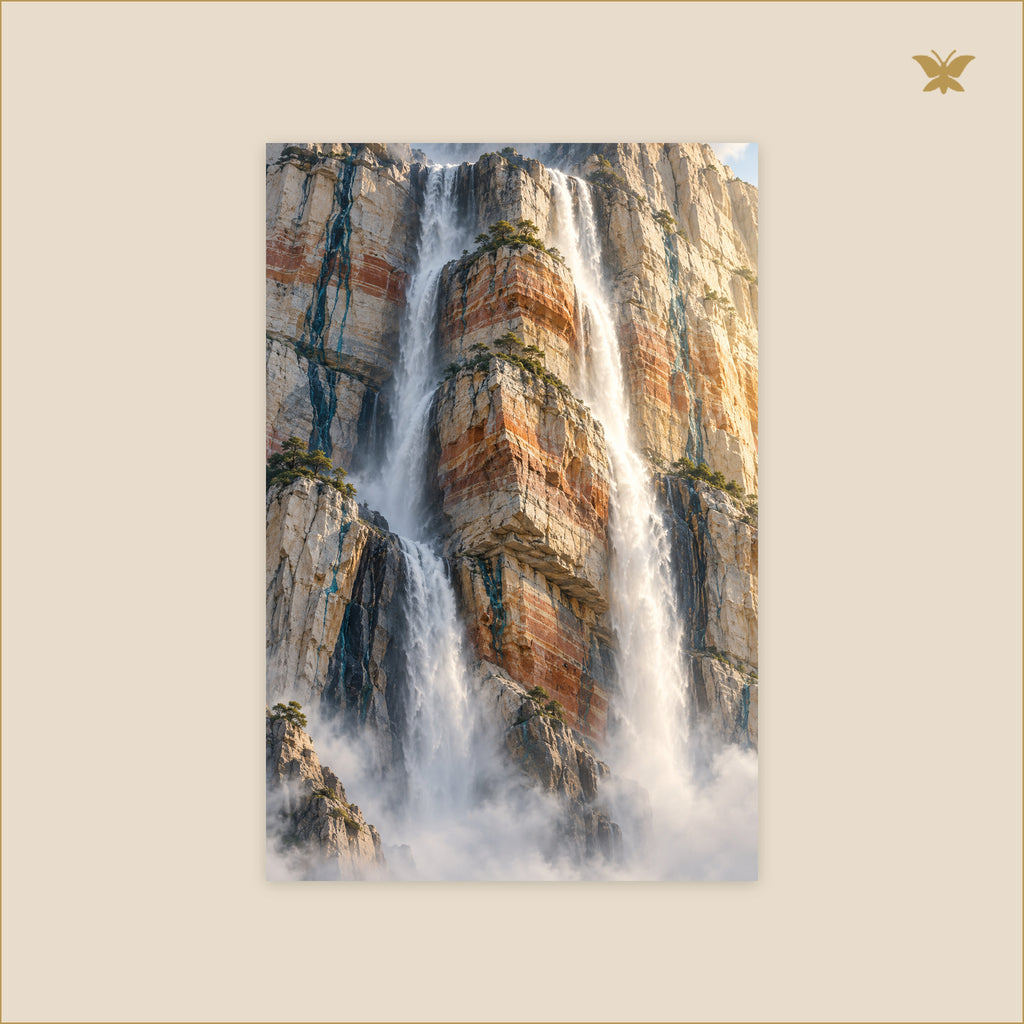 The Ochre Falls of the Eastern Face — petit format 60 × 90 cm