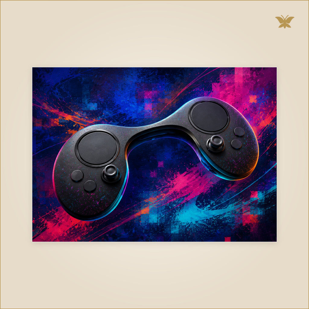 The Controller Beyond the Last Arcade — tableau aluminium, mockup grand format