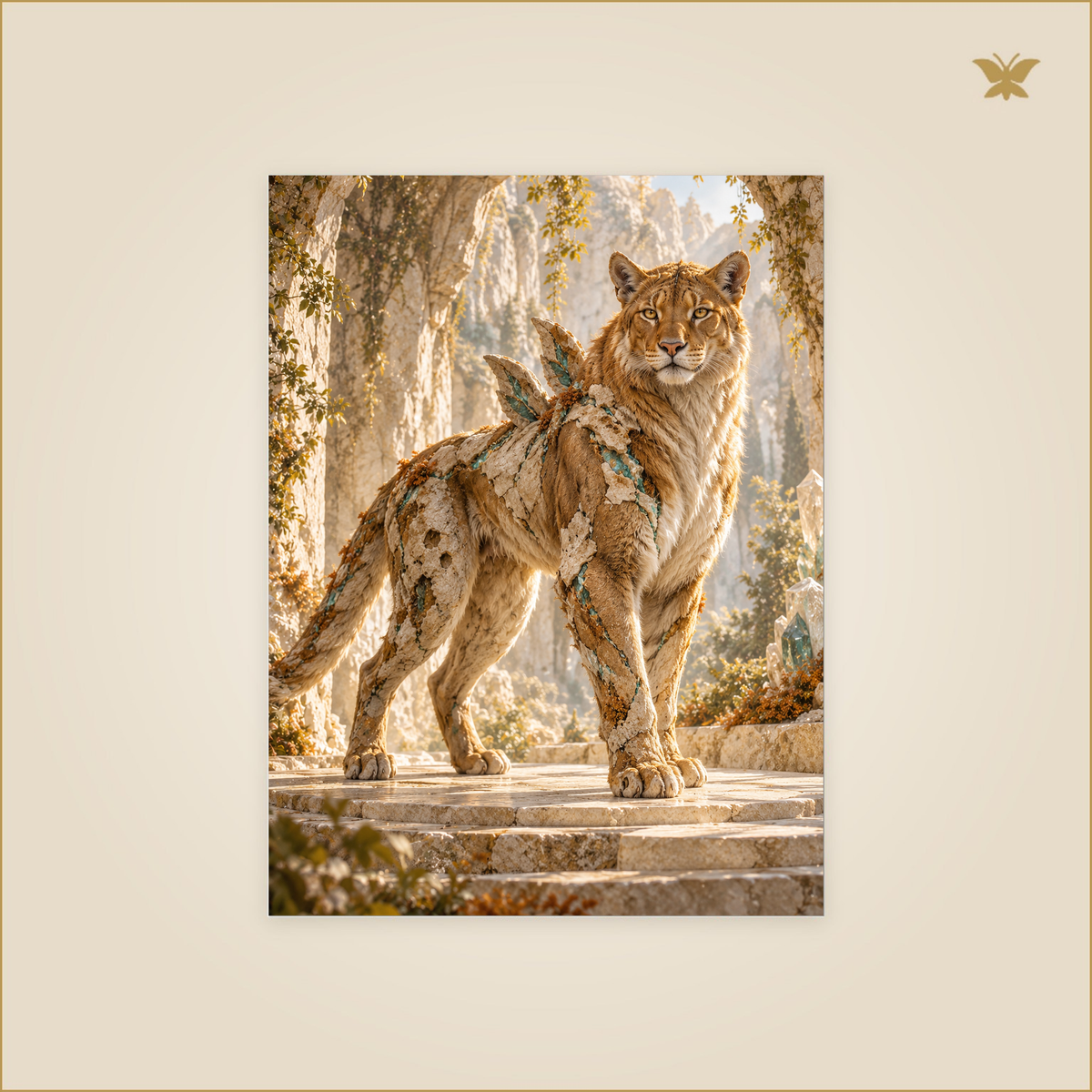 The Feline of Warm Stone — Petit 30 × 40 cm aluminium wall art