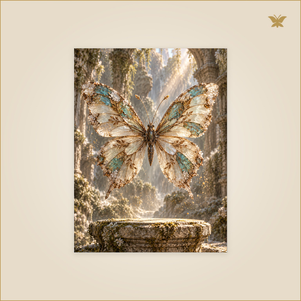 The Butterfly Reliquary — Petit 30 × 40 cm aluminium wall art