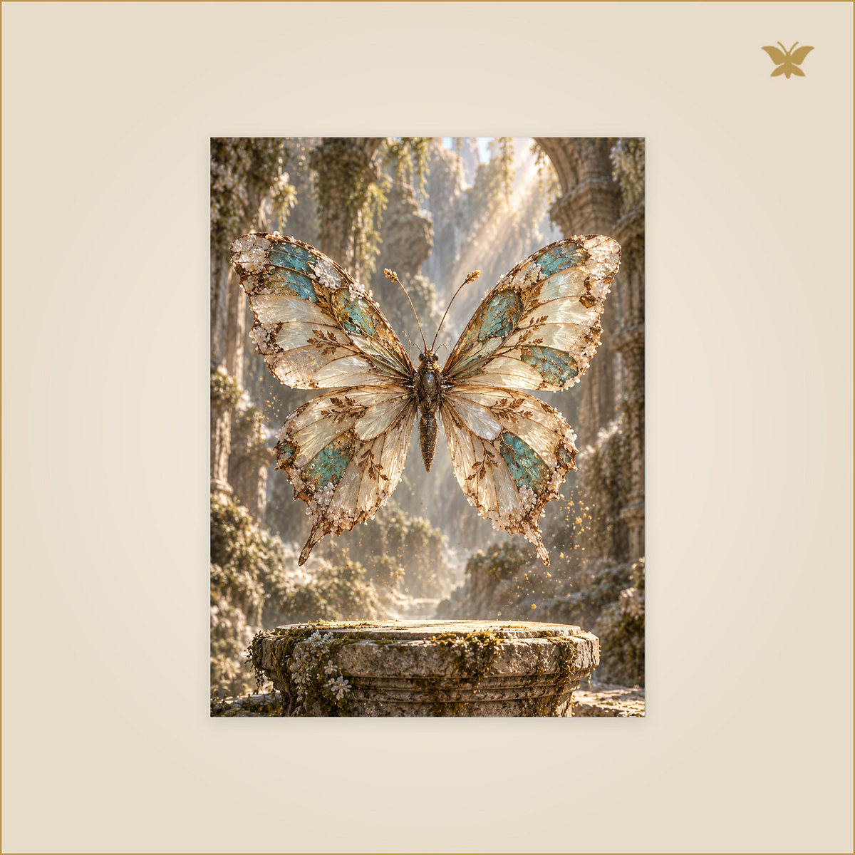 The Butterfly Reliquary — Petit 30 × 40 cm aluminium wall art