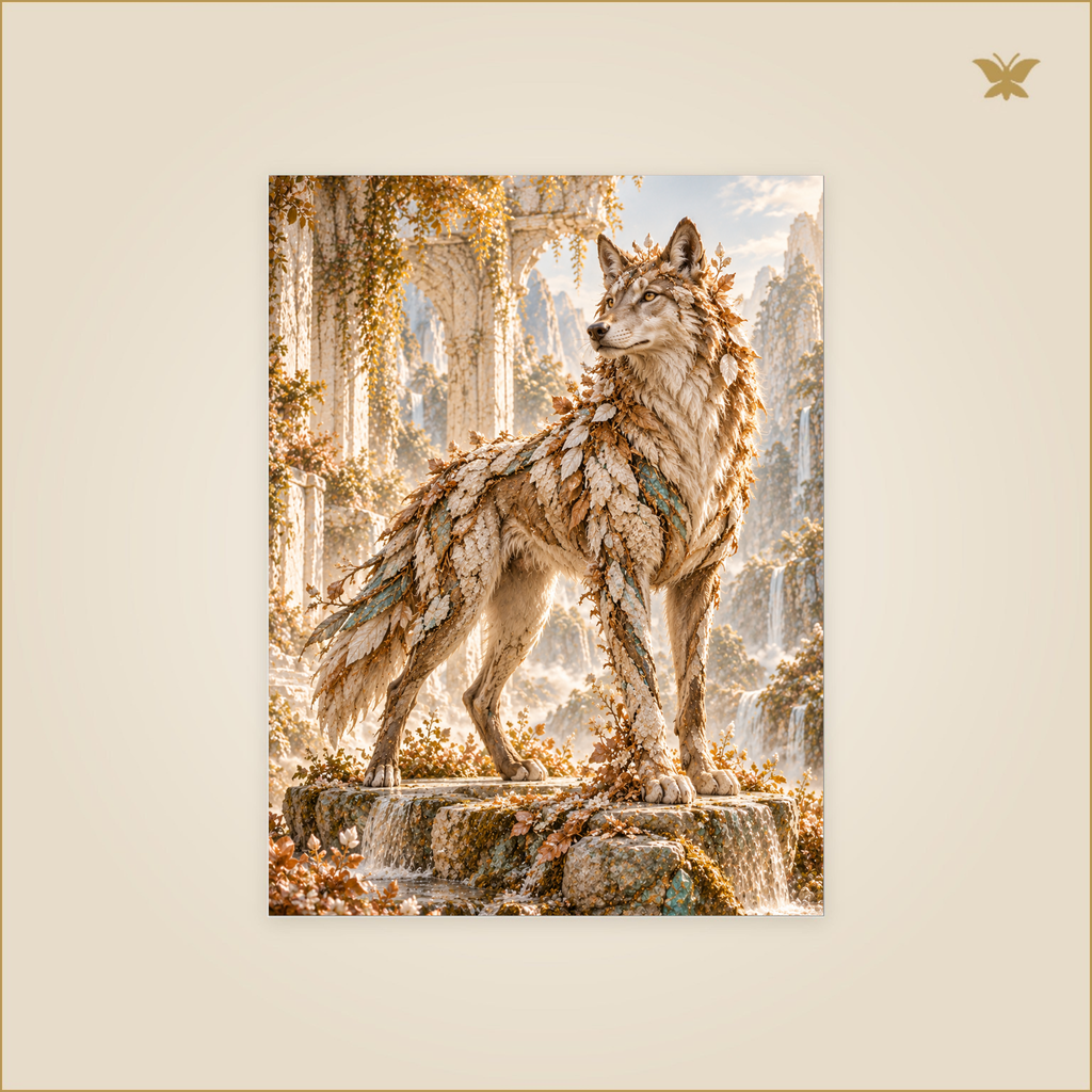 The Wolf of Pale Bark — Petit 30 × 40 cm aluminium wall art