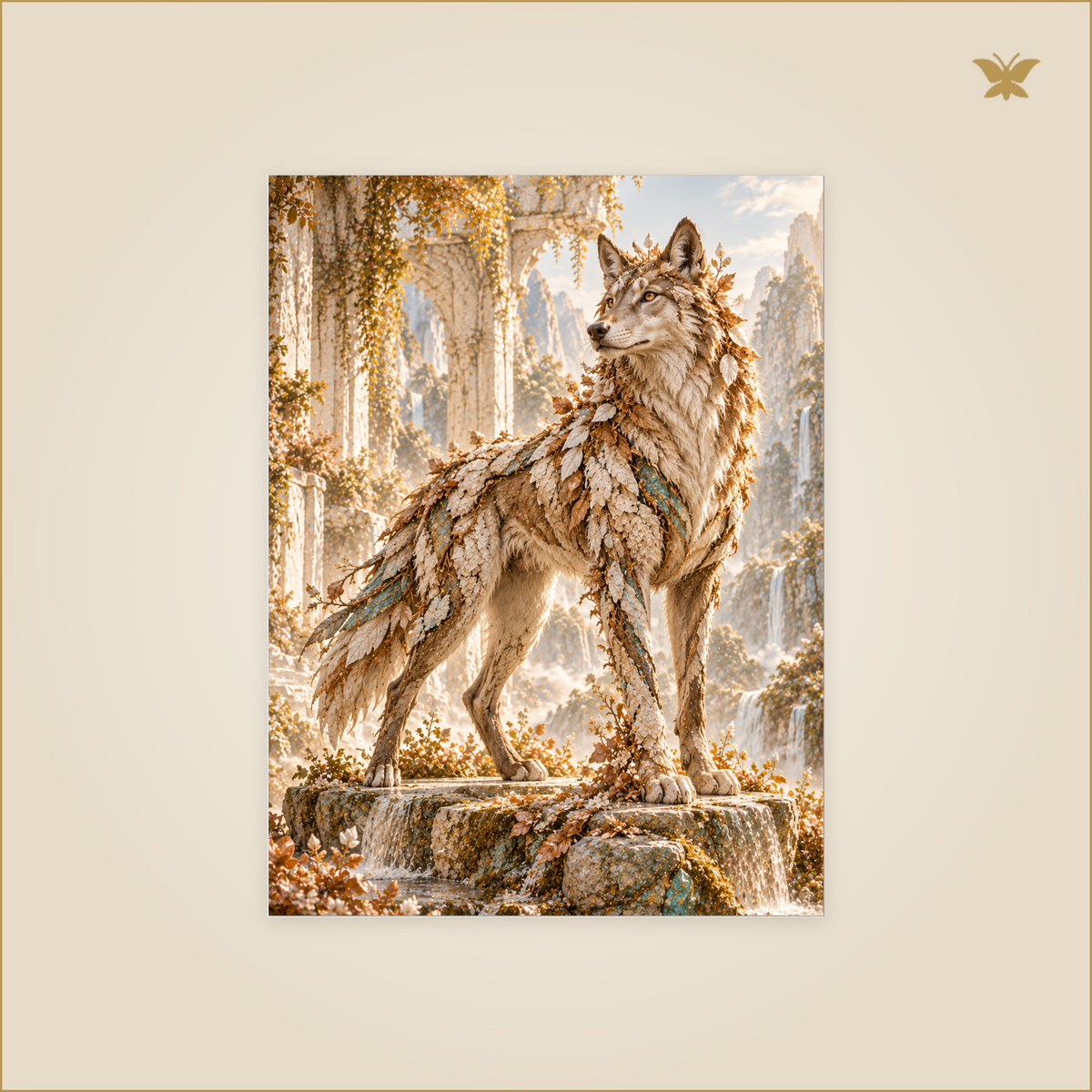 The Wolf of Pale Bark — Petit 30 × 40 cm aluminium wall art