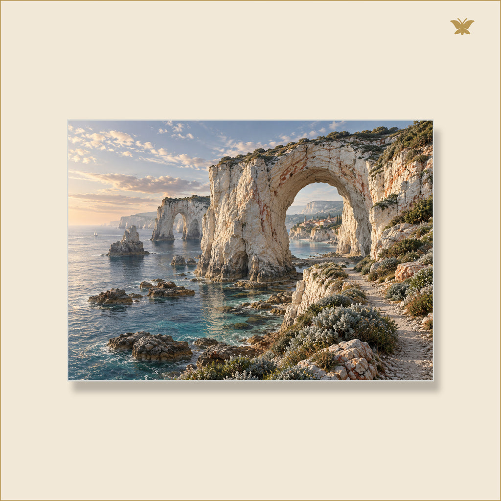 The Village Beyond the Coral Arches — mockup Premium grand 70 × 50 cm