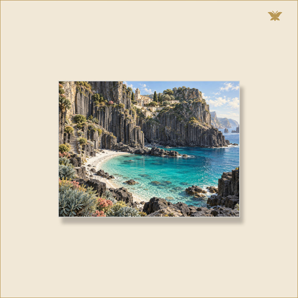 The Ivory Cloister Above the Basalt Cove — mockup Premium petit 40 × 30 cm