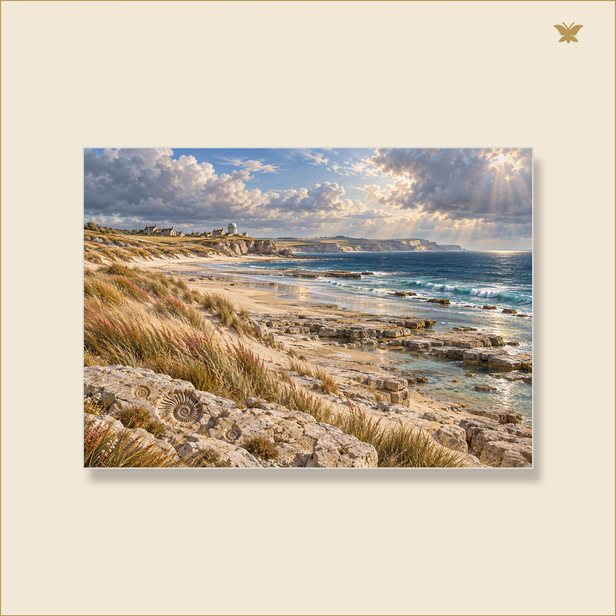 The Observatory Above the Fossil Shore — mockup Premium grand 70 × 50 cm