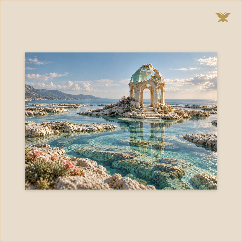 The Eroded Observatory in the Tidal Glass — grand format 70 × 50 cm