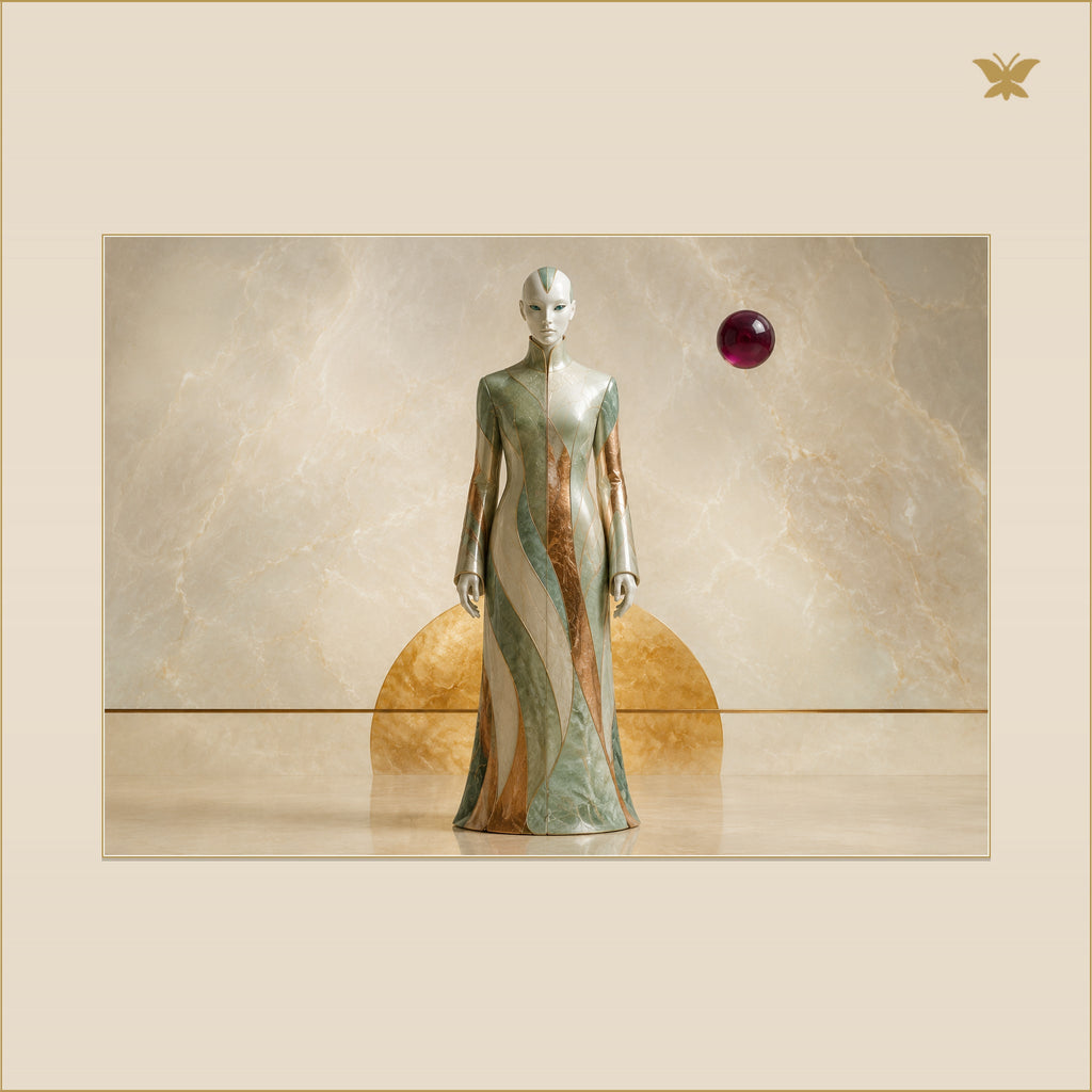 The Presence at the Topaz Meridian — mockup grand 100 × 70 cm