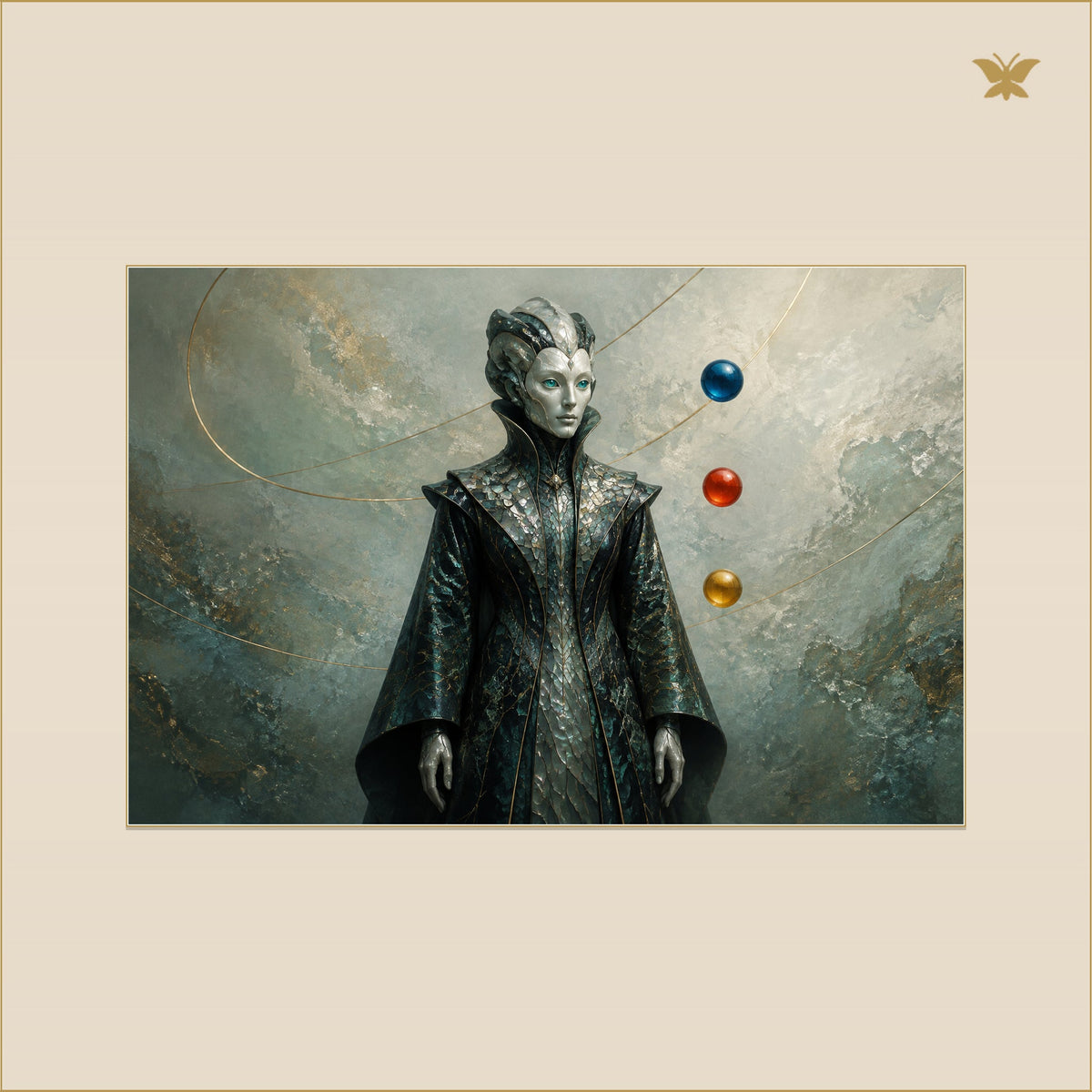 The Figure Beyond Three Orbits — mockup petit 90 × 60 cm