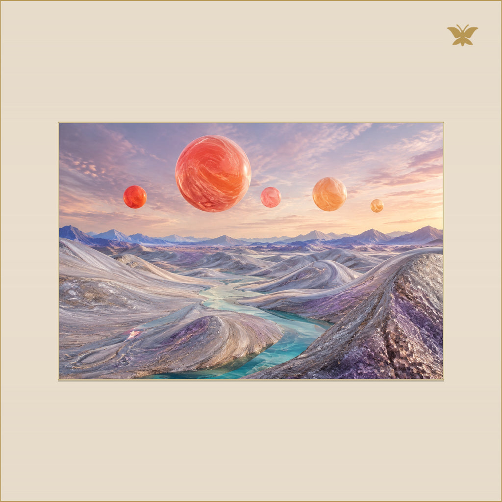 The Coral Constellation Over the Silver Dunes — mockup Premium petit 90 × 60 cm