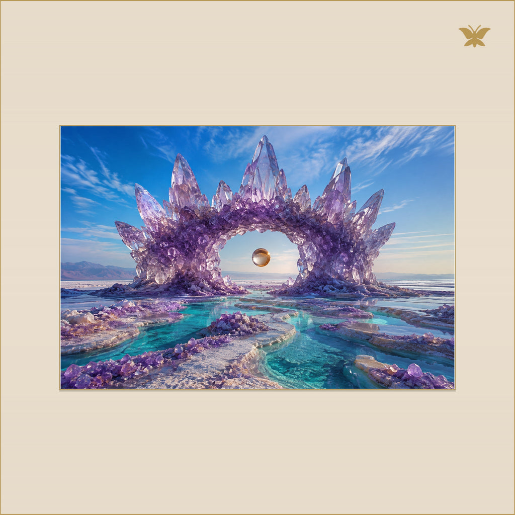 The Amethyst Crown Beyond the Turquoise Plain — mockup Premium petit 90 × 60 cm